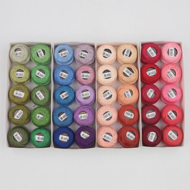 AMOHilos 40 Colors Size 8 Double Mercerized Egyptian Long Staple Cotton Pearl Thread 5 Grams Ball Rainbow Color Embroidery Thread for Crochet Hardanger Cross Stitch Hand Embroidery (40B) - Image 2